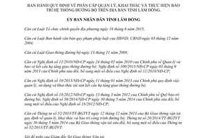 Quyết định 03/2016/QĐ-UBND phân cấp quản lý khai thác thực hiện bảo trì hệ thống đường bộ Lâm Đồng