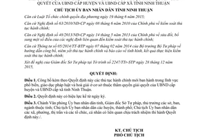 Quyết định 87/QĐ-UBND thủ tục hành chính phổ biến giáo dục pháp luật hoà giải cơ sở Ninh Thuận 2016