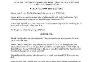 Quyết định 110/QĐ-UBND chương trình công tác trọng tâm ủy ban nhân dân Đắk Nông 2016