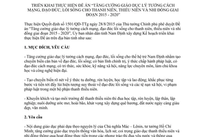 Kế hoạch 08/KH-UBND giáo dục lý tưởng cách mạng đạo đức lối sống thanh thiếu niên nhi đồng Nam Định