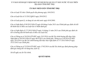 Quyết định 03/2016/QĐ-UBND quy định nội dung quản lý nhà nước về giá Phú Thọ