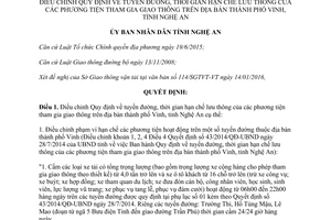 Quyết định 10/2016/QĐ-UBND điều chỉnh tuyến đường thời gian hạn chế lưu thông giao thông Nghệ An