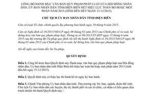 Quyết định 93/QĐ-UBND danh mục văn bản hết hiệu lực hội đồng ủy ban nhân dân Điện Biên 2015 2016