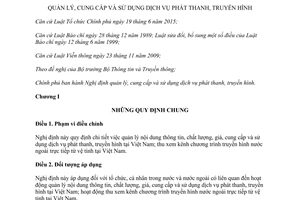 Nghị định 06/2016/NĐ-CP quản lý cung cấp và sử dụng dịch vụ phát thanh truyền hình