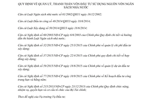 Thông tư 08/2016/TT-BTC quản lý thanh toán vốn đầu tư sử dụng nguồn vốn ngân sách