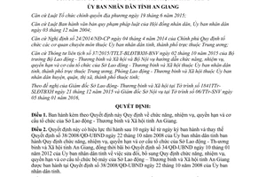 Quyết định 06/2016/QĐ-UBND chức năng nhiệm vụ quyền hạn tổ chức của Sở Lao động An Giang