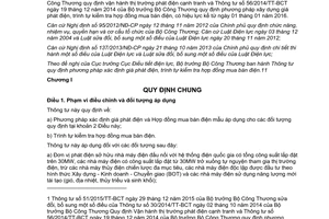 Văn bản hợp nhất 01/VBHN-BCT phương pháp xác định giá phát điện kiểm tra hợp đồng mua bán điện