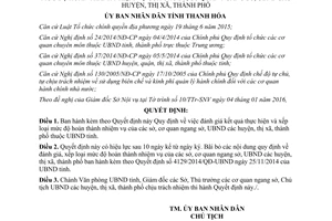 Quyết định 221/2016/QĐ-UBND đánh giá kết quả xếp loại hoàn thành nhiệm vụ sở Ủy ban huyện Thanh Hóa