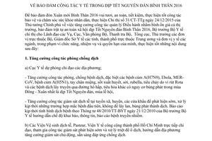 Chỉ thị 01/CT-BYT bảo đảm công tác y tế trong dịp Tết Nguyên đán Bính Thân 2016