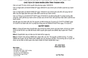 Quyết định 246/QĐ-UBND thủ tục hành chính đất đai Ủy ban nhân dân huyện Thanh Hóa 2016