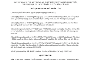 Quyết định 85/QĐ-UBND xây dựng thực hiện chương trình xúc tiến thương mại du lịch đầu tư Cà Mau