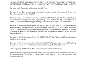 Circular No. 11/2016/TT-BTC guidelines for decree No. 42/2015/NĐ-CP on derivatives derivatives market