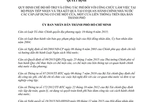 Quyết định 01/2016/QĐ-UBND hỗ trợ công tác phí bộ phận tiếp nhận trả kết quả thành phố Hồ Chí Minh