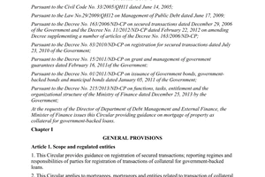 Circular No. 10/2016/TT-BTC mortgage of property as collateral government backed loans