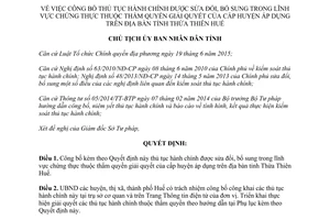 Quyết định 98/QĐ-UBND công bố thủ tục hành chính lĩnh vực chứng thực của cấp huyện Thừa Thiên Huế