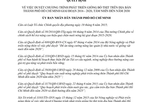 Quyết định 232/QĐ-UBND chương trình phát triển giống bò thịt Hồ Chí Minh 2016 2020