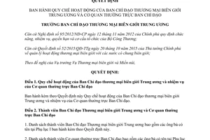 Quyết định 300/QĐ-BCT quy chế hoạt động nhiệm vụ ban chỉ đạo thương mại biên giới trung ương 2016