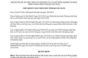 Quyết định 105/QĐ-UBND cơ chế một cửa sở nông nghiệp phát triển nông thôn Quảng Ngãi 2016