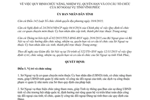 Quyết định 05/2016/QĐ-UBND chức năng nhiệm vụ quyền hạn tổ chức Sở Ngoại vụ Vĩnh Phúc