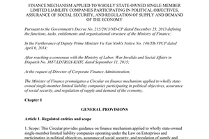 Circular No. 14/2016/TT-BTC finance mechanism wholly state owned companies political objectives