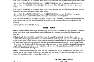 Quyết định 05/2016/QĐ-UBND tiếp nhận trả kết quả thủ tục hành chính một cửa liên thông Thái Nguyên 2016