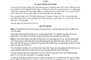 Quyết định 03/2016/QĐ-UBND thành lập Trung tâm ứng dụng tiến bộ khoa học công nghệ Thừa Thiên Huế