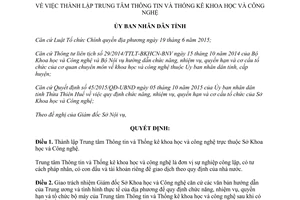 Quyết định 04/2016/QĐ-UBND thành lập trung tâm thông tin Thống kê khoa học công nghệ Thừa Thiên Huế