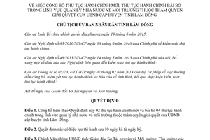 Quyết định 140/QĐ-UBND công bố thủ tục hành chính Lâm Đồng 2016