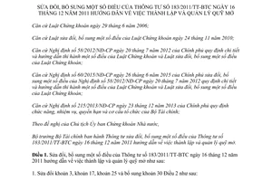 Thông tư 15/2016/TT-BTC sửa đổi hướng dẫn thành lập quản lý quỹ mở