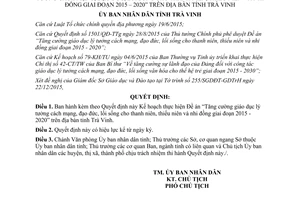 Quyết định 87/QĐ-UBND tăng cường giáo dục lý tưởng lối sống thanh thiếu niên Trà Vinh 2015 2020 2016