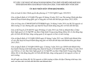 Quyết định 201/QĐ-UBND cập nhật kế hoạch hành động ứng phó biến đổi khí hậu Khánh Hòa