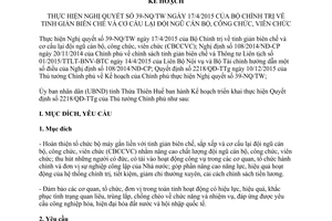 Kế hoạch 15/KH-UBND tinh giản biên chế cơ cấu lại đội ngũ cán bộ công viên chức Thừa Thiên Huế 2016