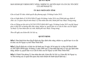 Quyết định 06/2016/QĐ-UBND nhiệm vụ quyền hạn cơ cấu tổ chức Sở Ngoại vụ Thừa Thiên Huế