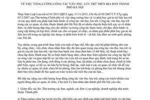 Chỉ thị 04/CT-UBND tăng cường công tác văn thư lưu trữ Hà Nội 2016