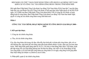 Nghị quyết 07b/NQ-TLĐ Hội nghị 7 công tác tài chính công đoàn trong tình hình mới 2016