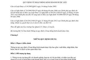 Thông tư 03/2016/TT-BYT hoạt động kinh doanh dược liệu 2016