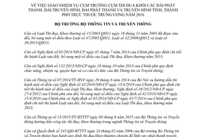 Quyết định 99/QĐ-BTTTT giao nhiệm vụ Cụm trưởng các Cụm thi đua khối các Đài phát thanh 2016