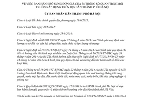 Quyết định 369/QĐ-UBND bổ sung đơn giá của 38 thông số quan trắc môi trường Hà Nội