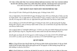 Quyết định 352/QĐ-UBND công bố thủ tục hành chính lĩnh vực môi trường Hà Nội