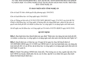 Quyết định 12/2016/QĐ-UBND định mức xây dựng dự toán kinh phí nhiệm vụ khoa học công nghệ Nghệ An