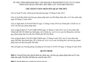 Quyết định 319/QĐ-UBND danh mục văn bản ủy ban quận Thủ Đức hết hiệu lực thành phố Hồ Chí Minh 2016