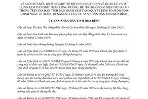 Quyết định 03/2016/QĐ-UBND sửa đổi quy định quản lý sử dụng tạm thời một phần lòng đường Hòa Bình