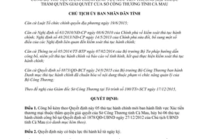 Quyết định 118/QĐ-UBND công bố thủ tục hành chính lĩnh vực xúc tiến thương mại Cà Mau 2016