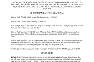 Quyết định 332/QĐ-UBND 2016 thực hiện Nghị quyết 184/2015/NQ-HĐND danh mục dự án Quảng Nam