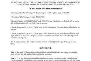 Quyết định 234/QĐ-UBND tỷ lệ quy đổi đơn vị tính một số loại khoáng sản không kim loại Khánh Hòa