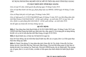 Quyết định 151/QĐ-UBND tạm dừng thu nộp quản lý sử dụng phí sử dụng đường bộ xe mô tô Hậu Giang