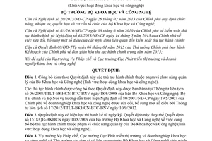 Quyết định 142/QĐ-BKHCN công bố thủ tục hành chính 2016