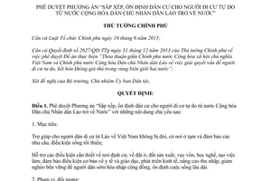 Quyết định 162/QĐ-TTg sắp xếp ổn định dân cư cho người di cư tự do từ Lào trở về nước 2016