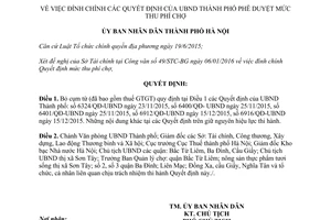 Quyết định 418/QĐ-UBND đính chính Quyết định của Ủy ban nhân dân thành phố Hà Nội