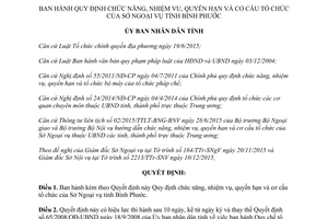 Quyết định 06/2016/QĐ-UBND tổ chức của Sở Ngoại vụ Bình Phước